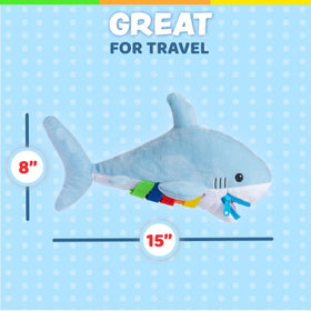Bruce Shark features different clasps to explore fine motor skills.