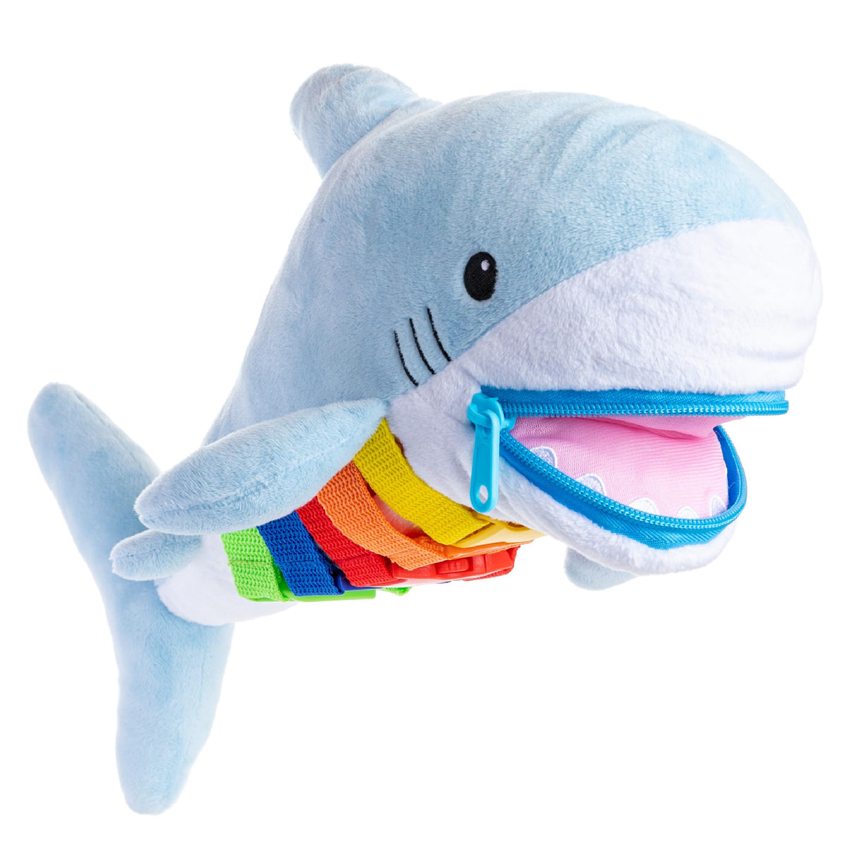 Buckle Toys Bruce Shark plush stuffed animal for imaginative play and comfort.
