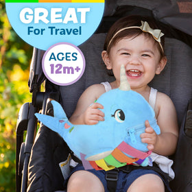 Bright colors help kids recognize and match straps on Bubbly Narwhal.