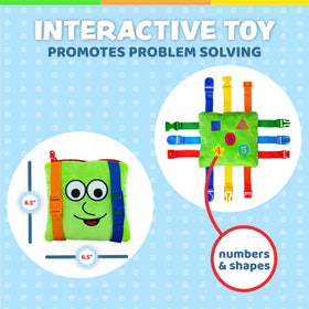 Buster Square clipped to a stroller for travel-friendly play.