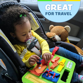 Buckle Toys Busy Board colorful buckles-click encourages sequencing and perceptual skills
