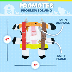 Buckle Toys Bessie Cow travel-friendly clip keeps toddlers entertained in cars and planes.