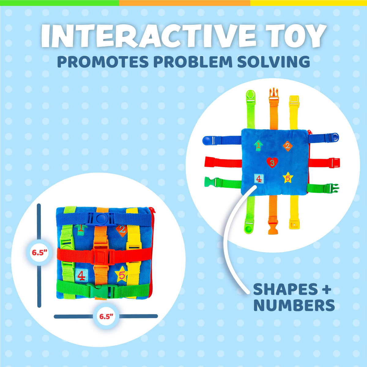 Buckle Toys Boomer Square plush-blue design invites soft, cozy play sessions.