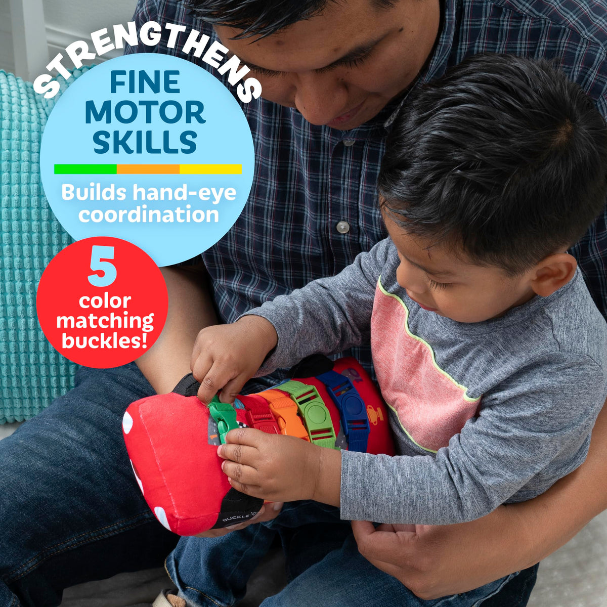 Buckle Toys Bullet Racecar zippered pocket provides on-the-go storage.