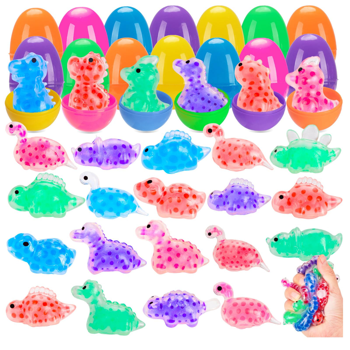 Budbof Easter egg fillers with stress balls for colorful egg hunts and classroom rewards.