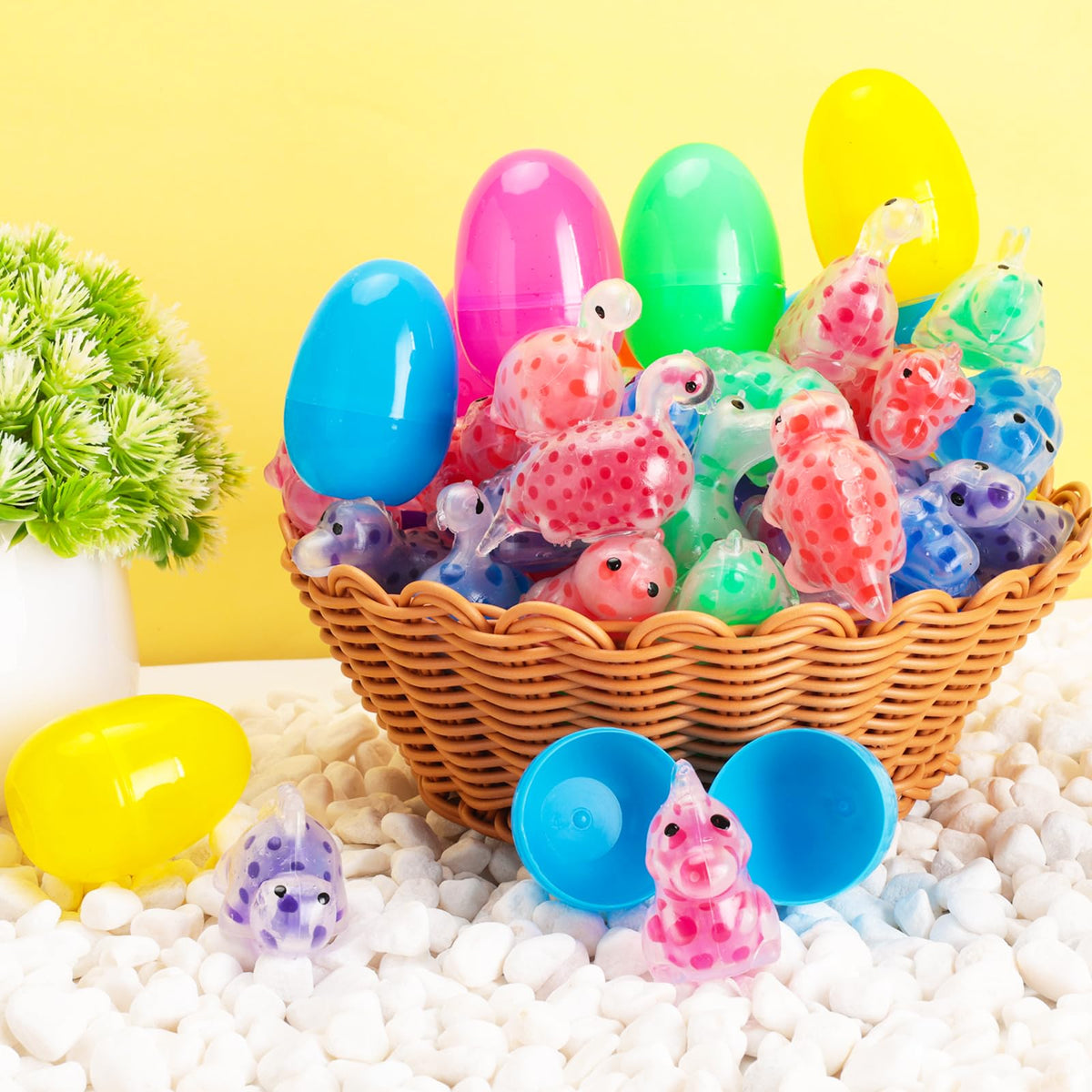 Budbof egg-hunt prizes featuring vibrant colors and tactile rewards.