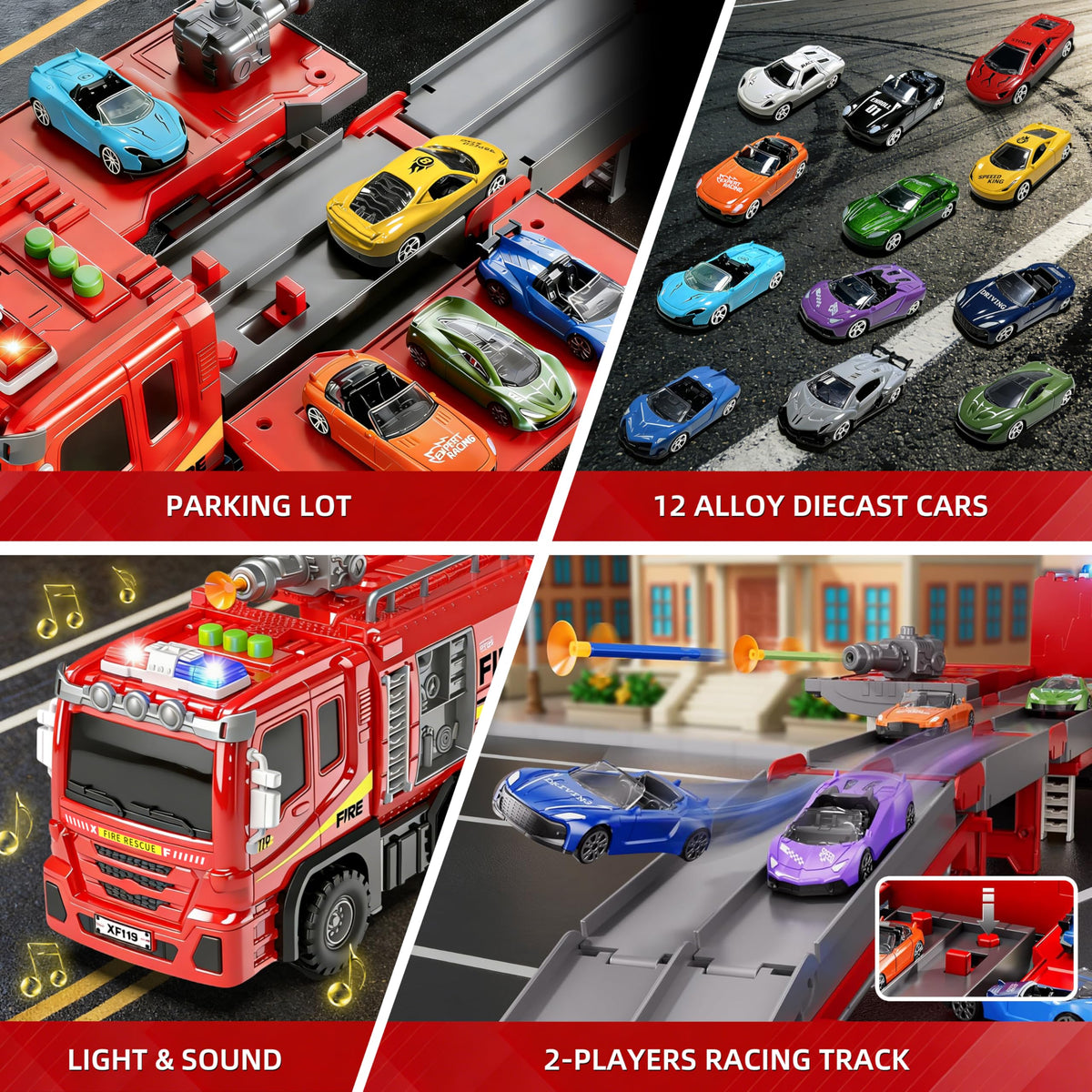 BuddyBight fire truck toy with lights and sounds for interactive play