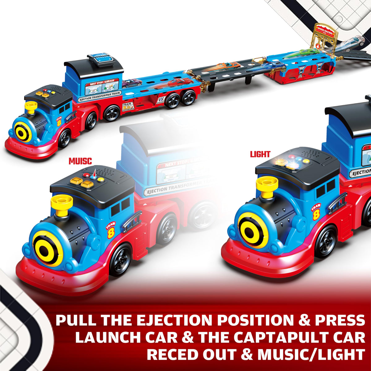 BuddyBight Train Set 54inch foldable track provides large racing space and easy storage.