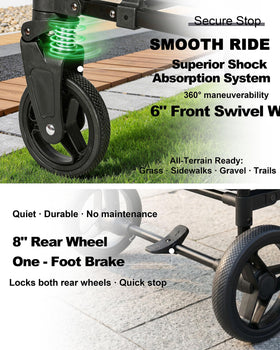 BudGlowey all-terrain wheels glide over grass and gravel