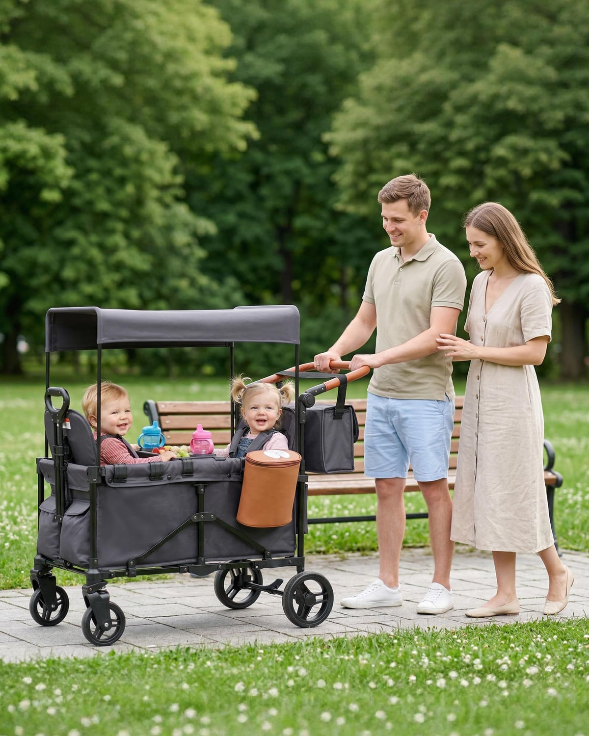 BudGlowey two-face-seats-5-point-harness ensure secure seating on outings