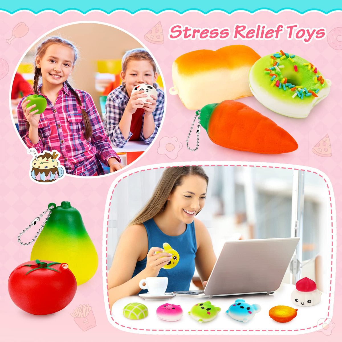 BUDI colorful mini squishies set for pretend play and learning