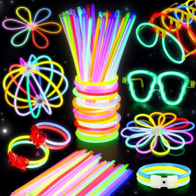 BUDI glow sticks 8inch 8colors necklace kit for bright, safe party accessories