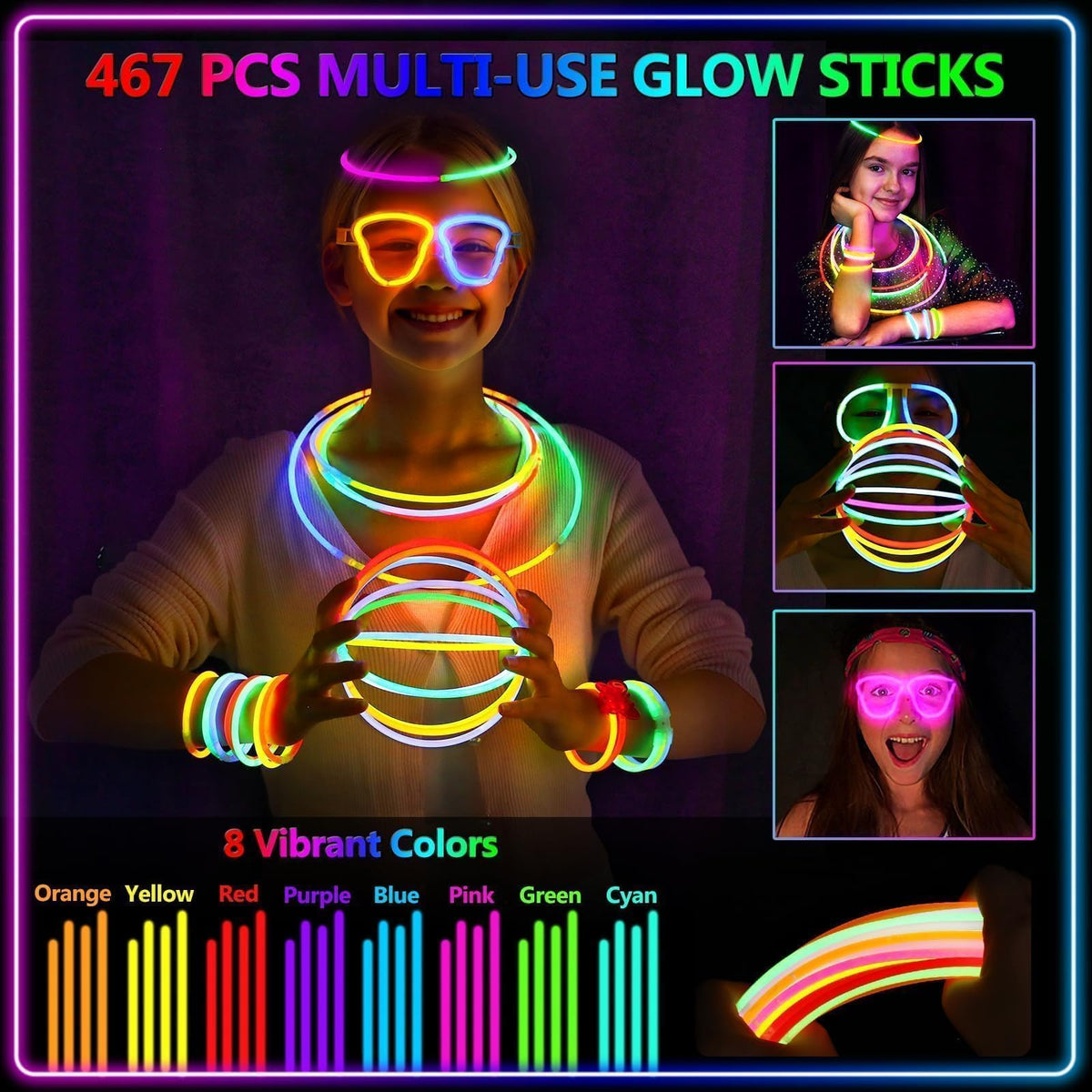 BUDI glow sticks 8inch set used to create bracelets for easy, colorful wear