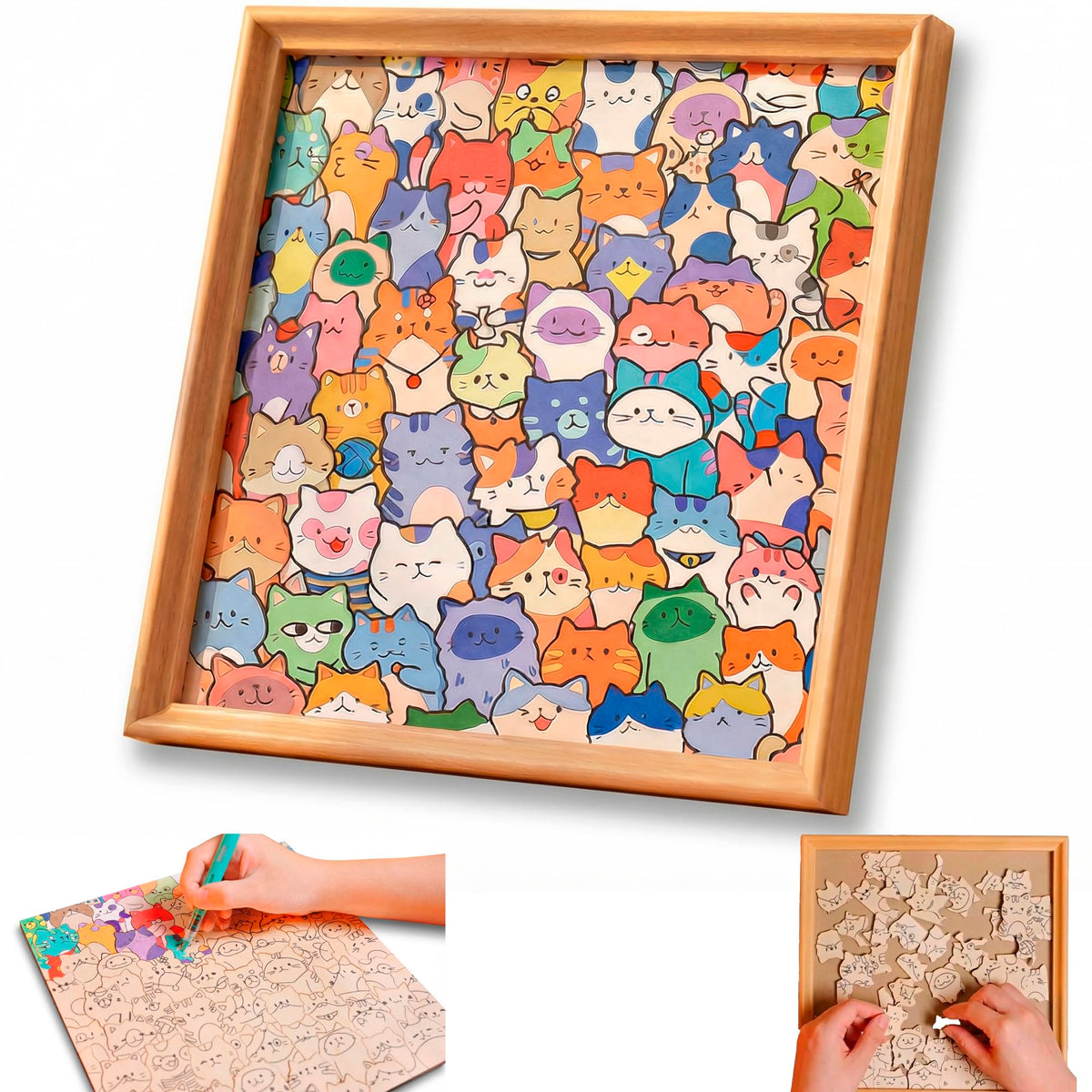 Budifyx DIY cat puzzle frame assembly for decorative wooden cat silhouette decor.