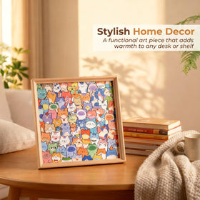 Budifyx wooden cat puzzle frame laser-cut edges ensure smooth, safe play.