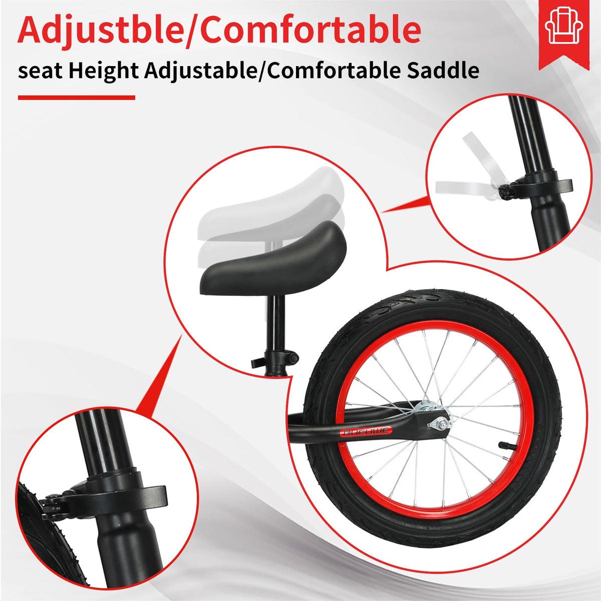 Soft grip handlebars on the Bueuwe bike reduce slipping