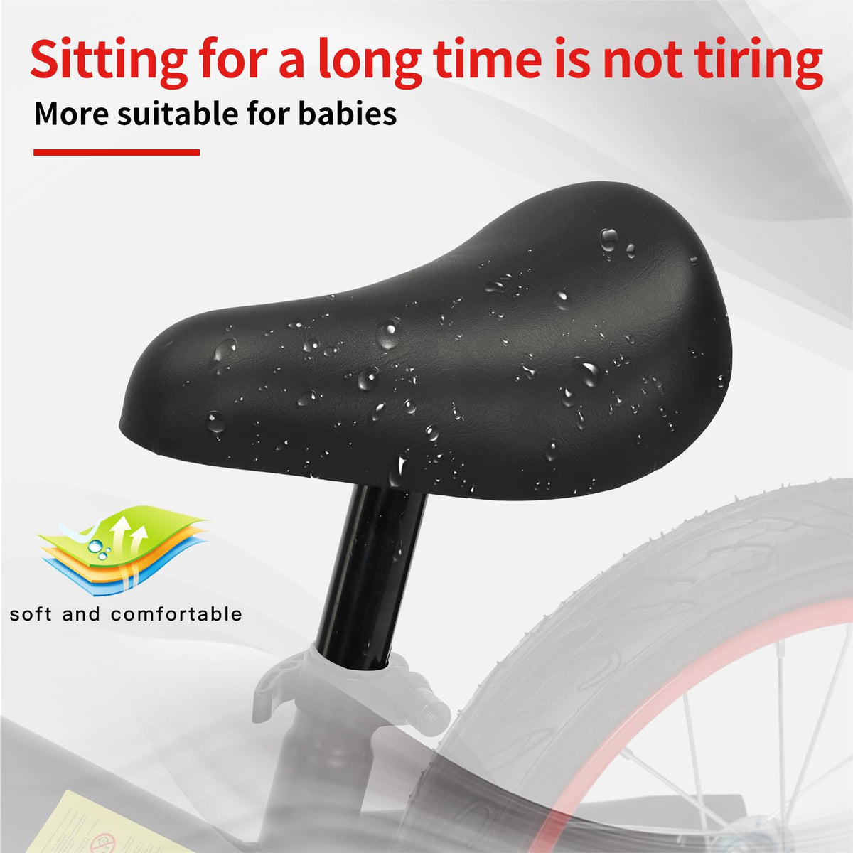 Padded seat on the Bueuwe balance bike enhances comfort