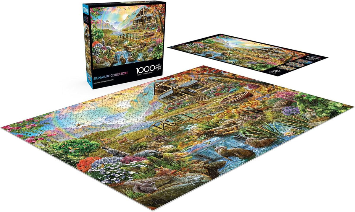 Buffalo Games 1000-piece interlocking puzzle pieces provide a secure, satisfying fit