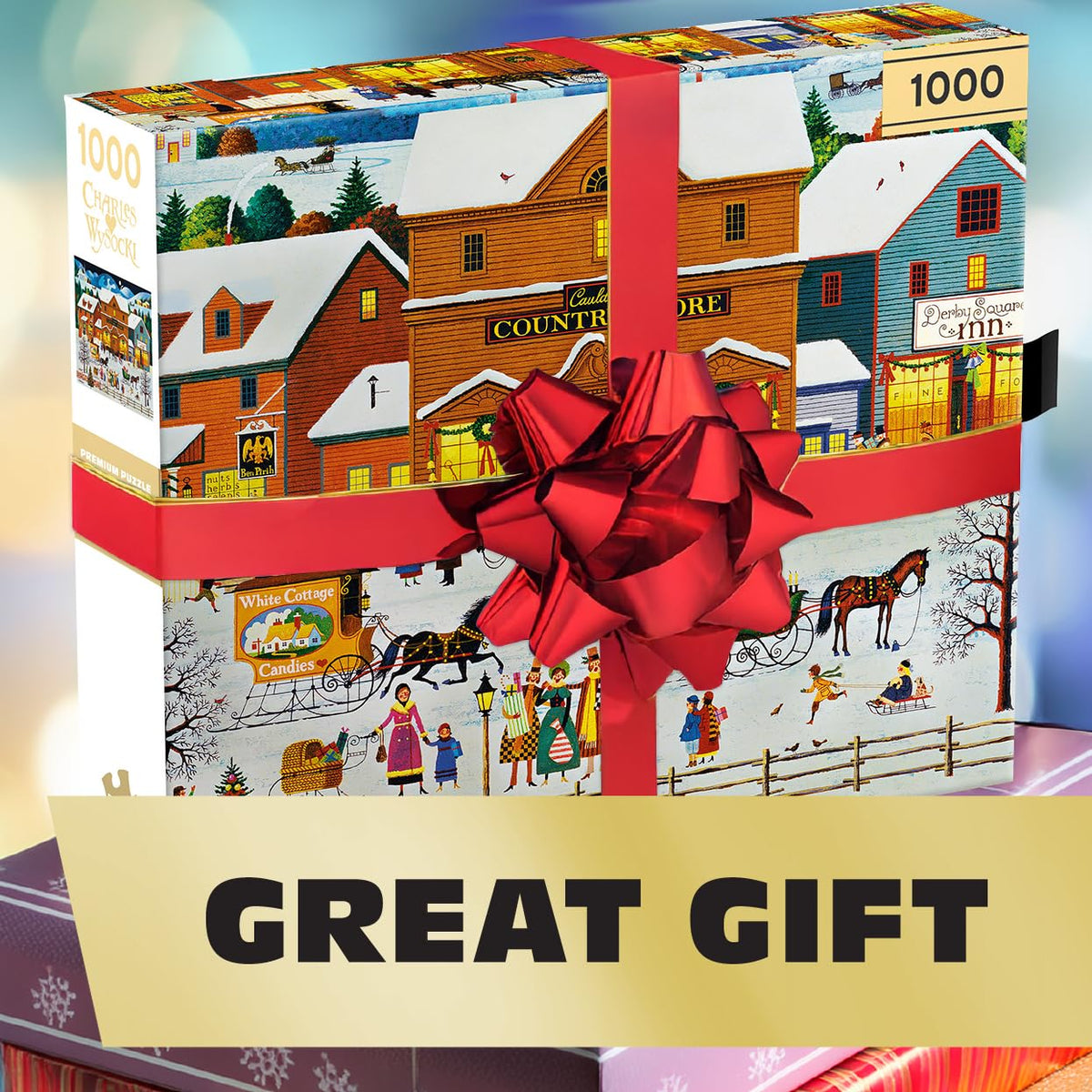 Buffalo Games Cauldwell's Country Store recycled chipboard supports eco-friendly puzzling.