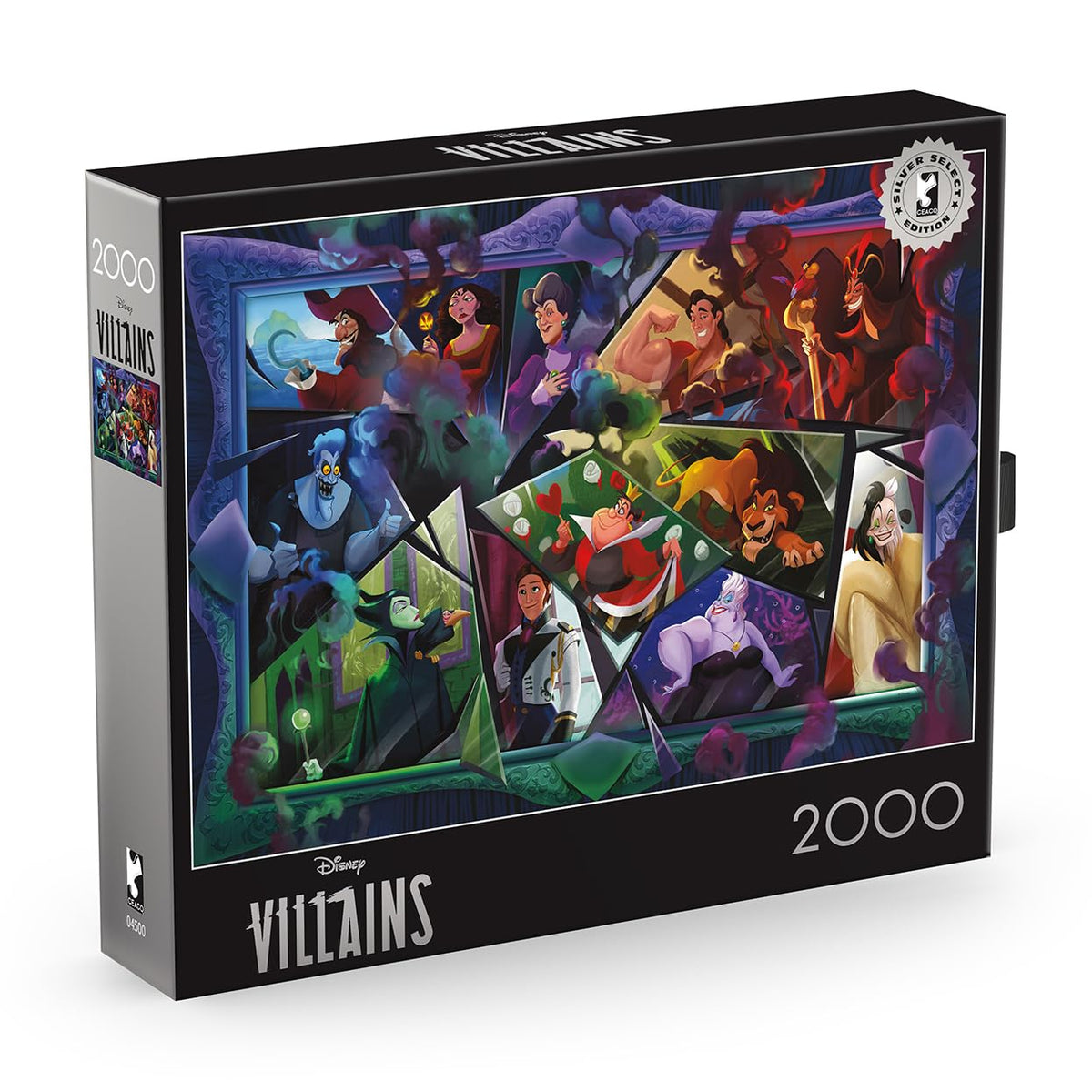 Buffalo Games Ceaco Disney Silver Select Villains puzzle shows broken-glass layout for dramatic challenge.