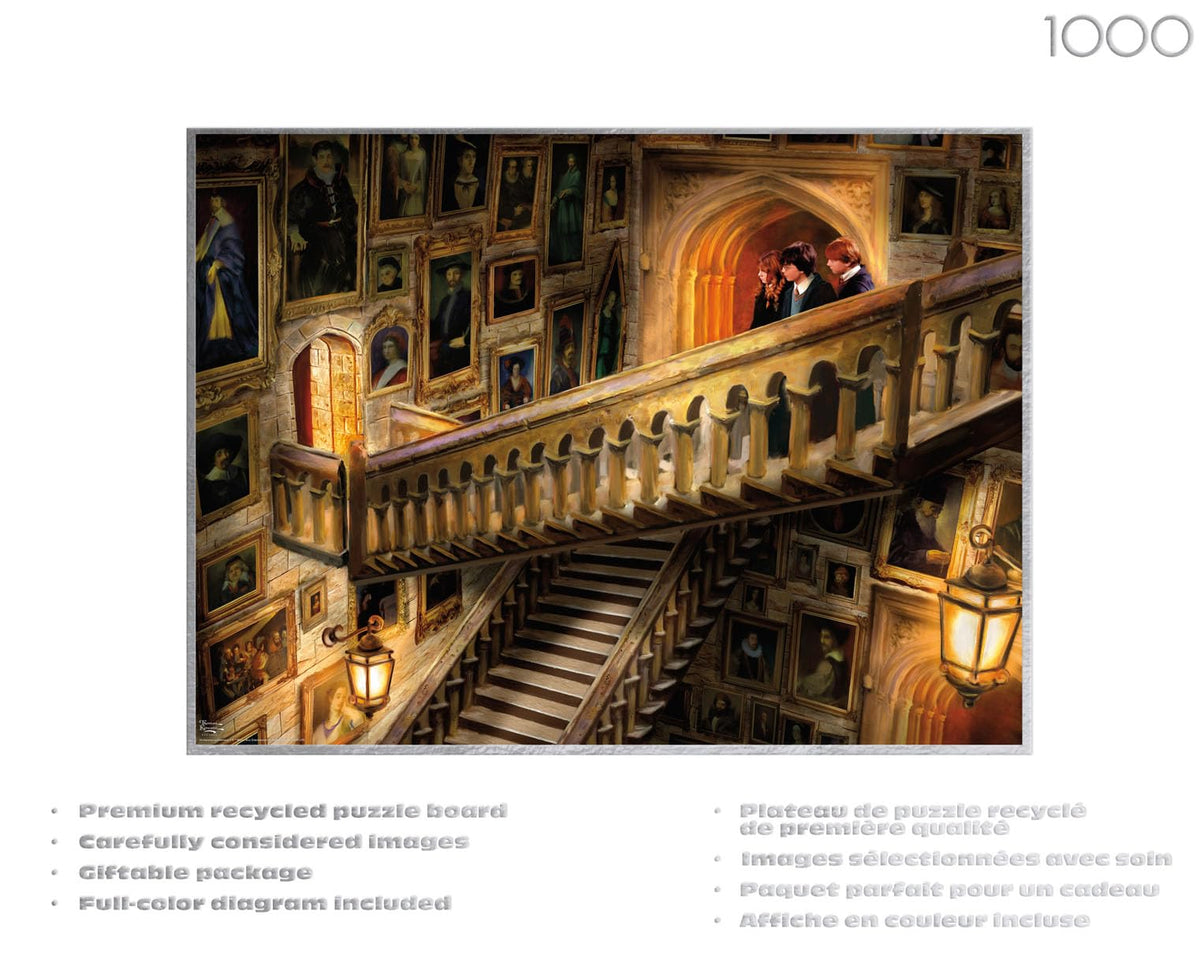 Buffalo Games Ceaco Hogwarts Grand Staircase puzzle in progress for focus