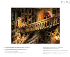 Buffalo Games Ceaco Hogwarts Grand Staircase puzzle in progress for focus