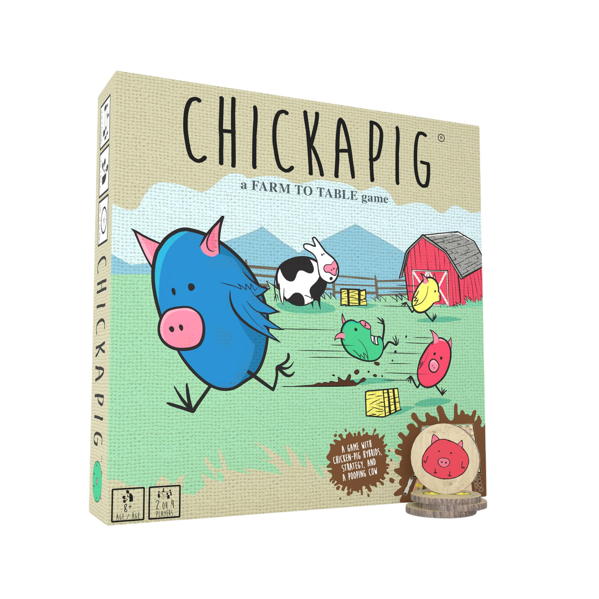 Buffalo Games Chickapig board game set with wooden pieces for family game night.