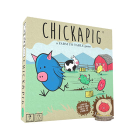 Buffalo Games Chickapig board game set with wooden pieces for family game night.