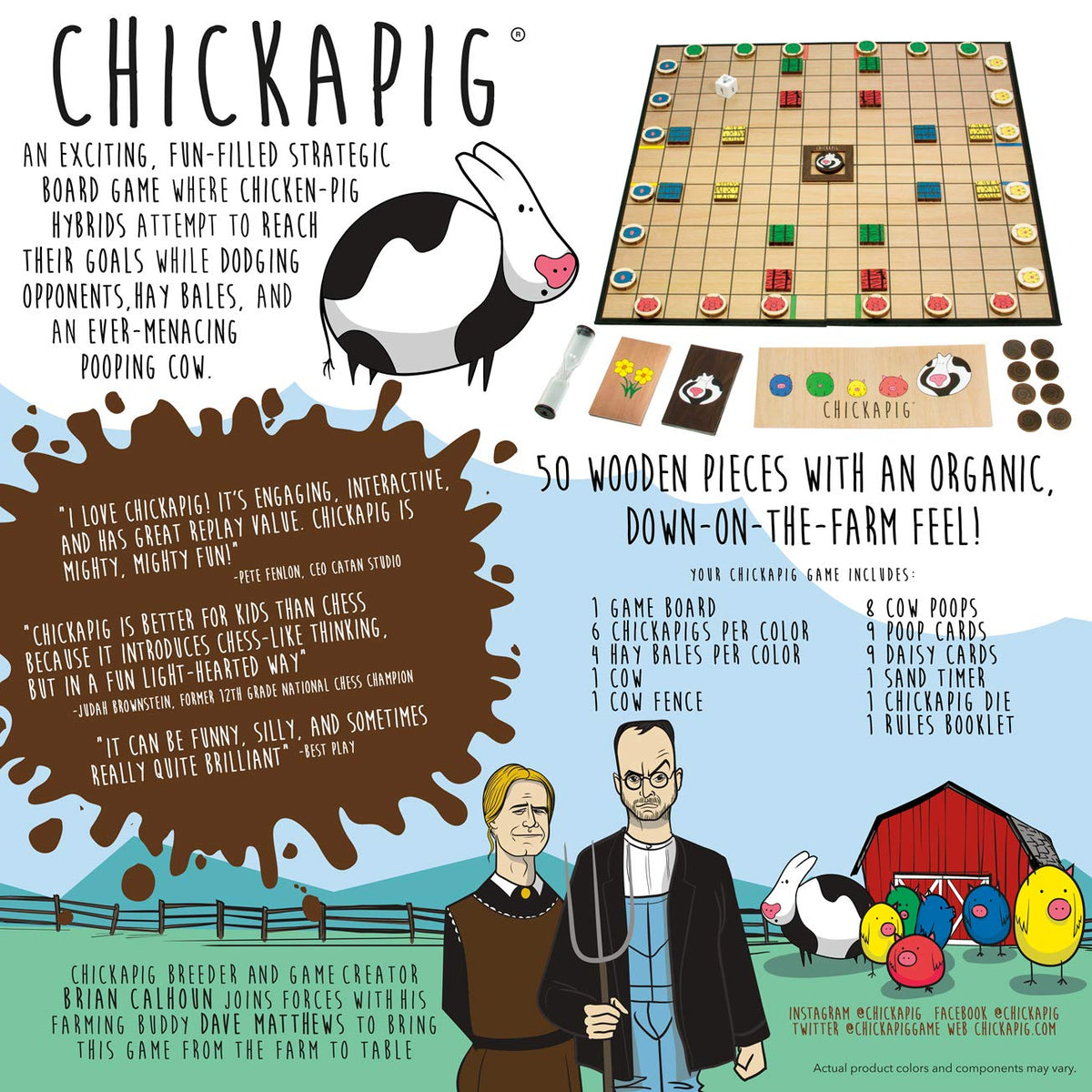 Hay bale obstacles appear on the Chickapig board, adding playful challenge.
