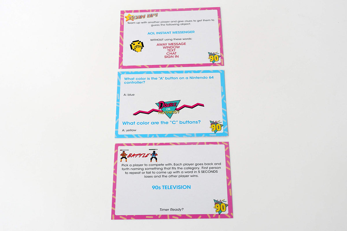 Buffalo Games Hella 90's companion cards offer varied challenges.
