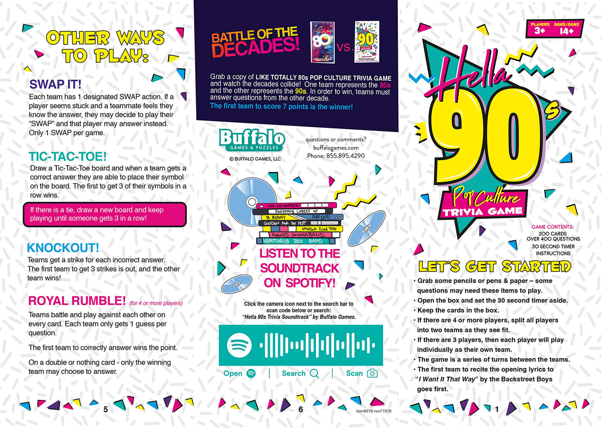 Buffalo Games Hella 90's Spotify soundtrack enhances gameplay.