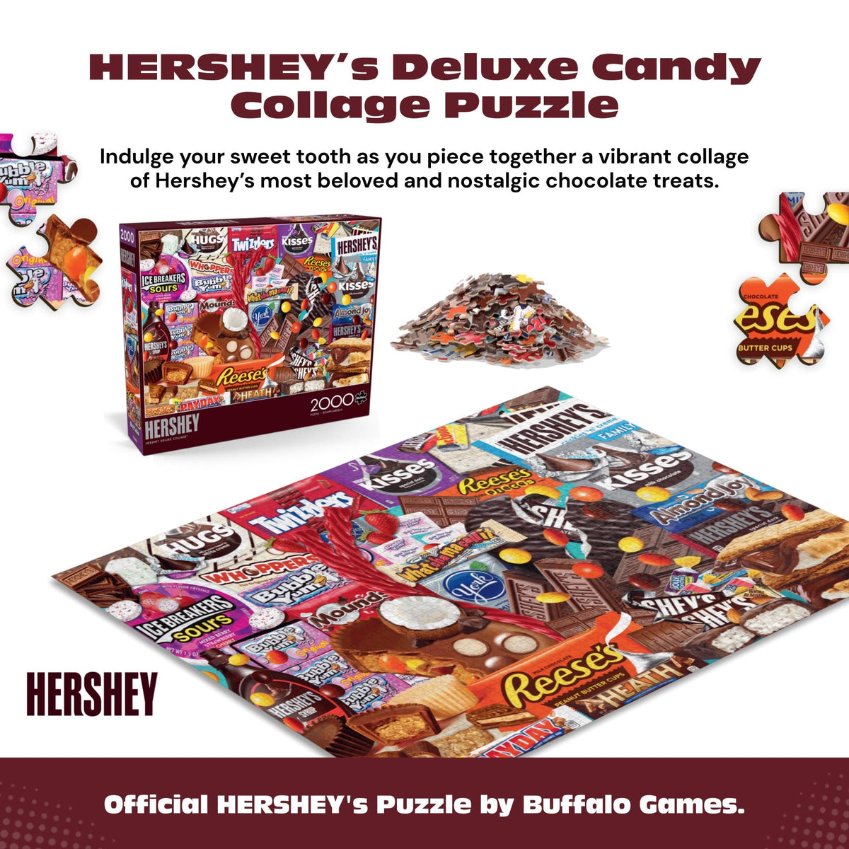 Buffalo Games Hersheys collage artwork shows Reese's and Twizzlers for a colorful challenge