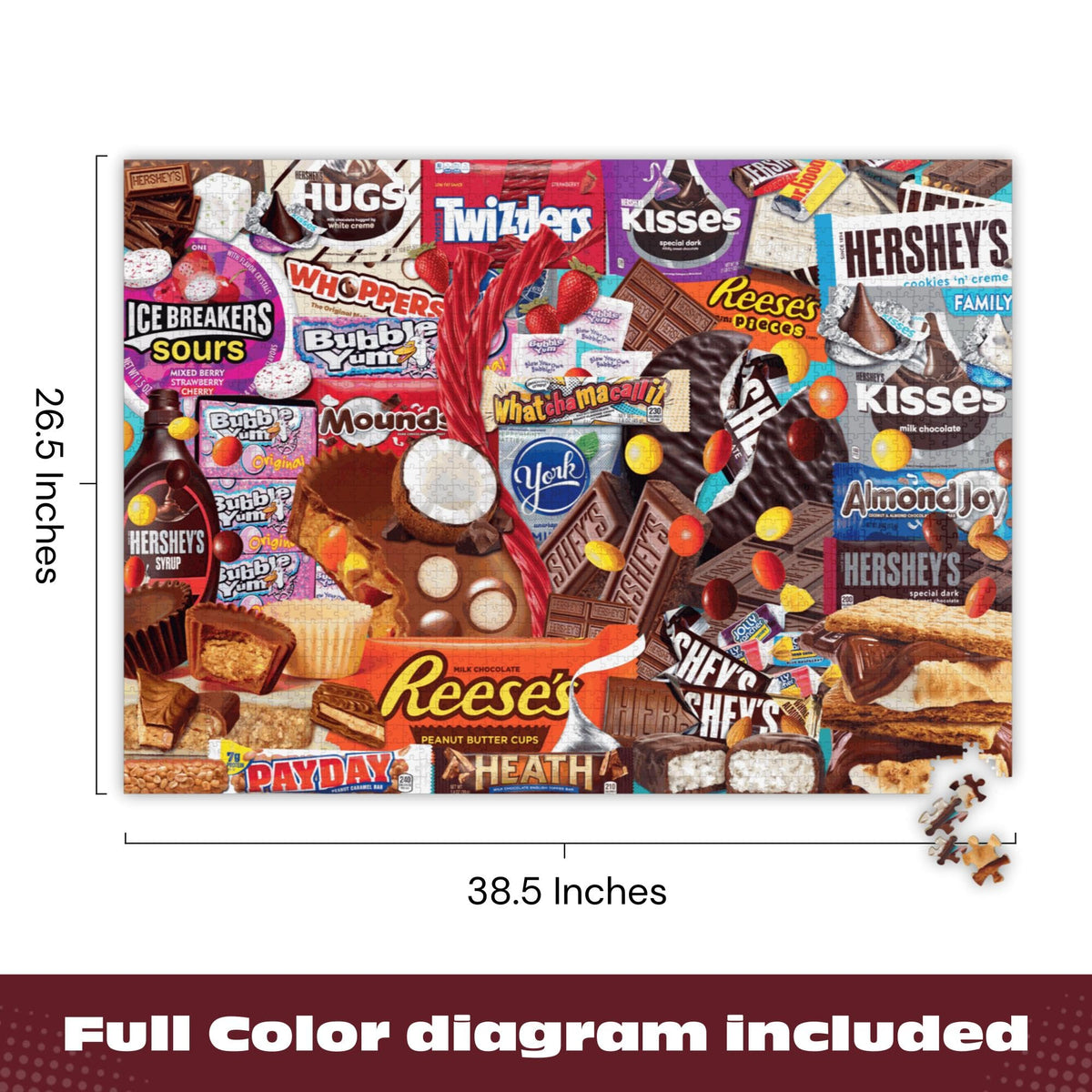 Buffalo Games Hersheys collage puzzle pieces closeup reveals textured wrappers