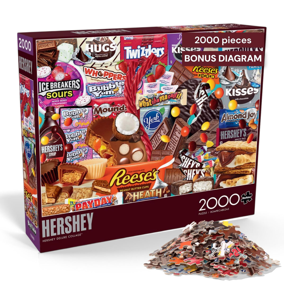 Buffalo Games Hersheys collage puzzle box front for nostalgic candy lovers