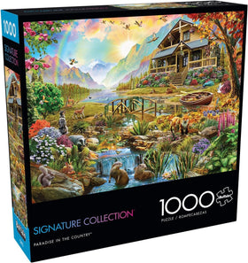 Buffalo Games Paradise in the Country puzzle box front view for planning your night