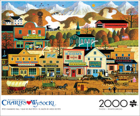 Buffalo Games frontier town scene puzzle for adults, challenging family game night.