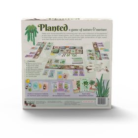 Buffalo Games Planted resource tokens include water drops and sun chips for planning.