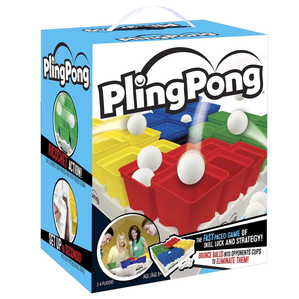 Buffalo Games PlingPong setup with cups on a compact tabletop