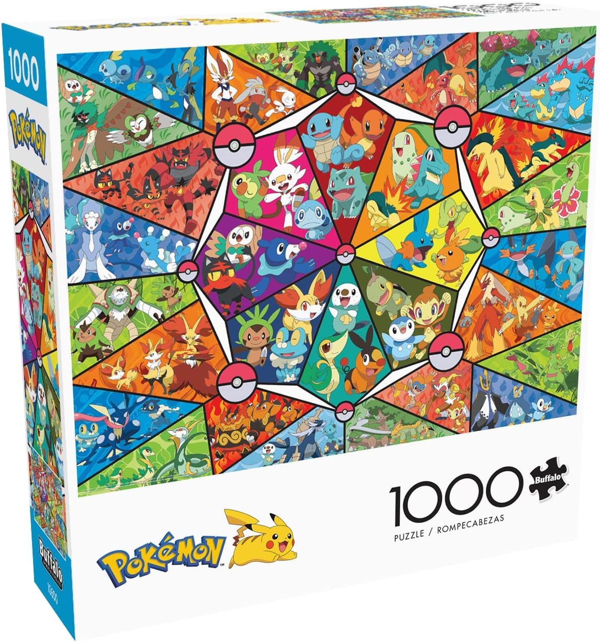 Buffalo Games Pokemon stained glass starters puzzle with vibrant colors for immersive puzzling