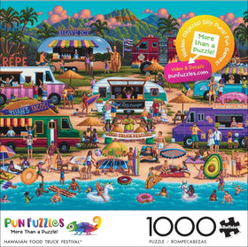 Buffalo Games PunFuzzles includes a full-color poster for reference during assembly