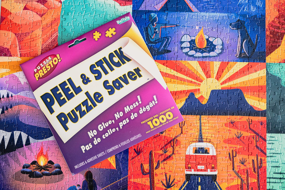 Buffalo Games Puzzle Presto large sheets cover over nine square feet.