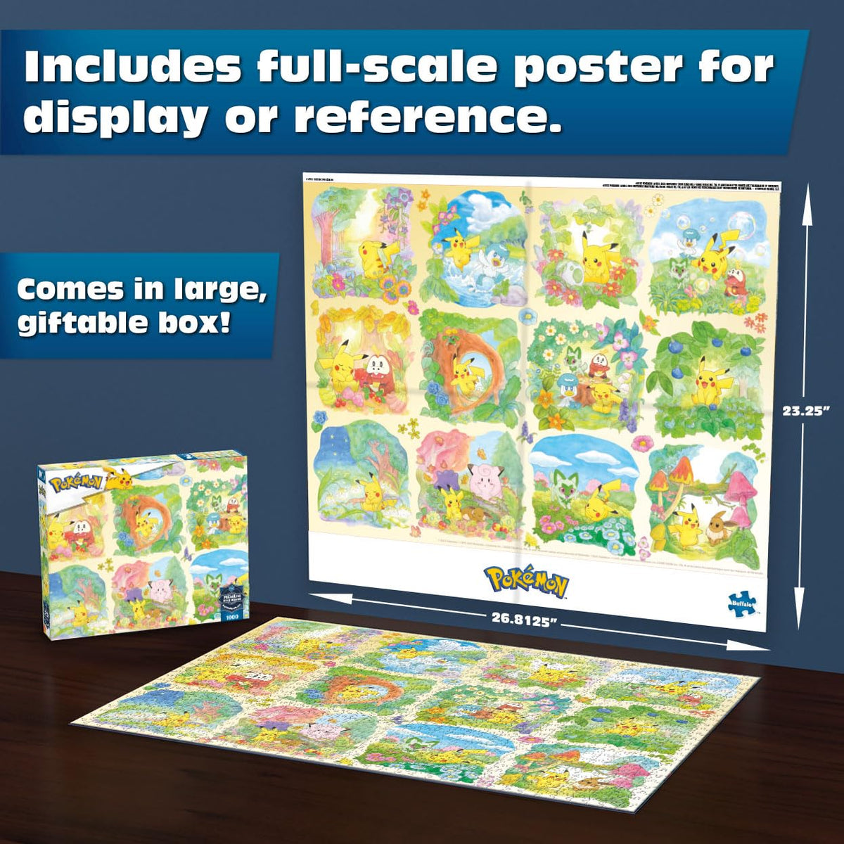 Buffalo Games Sapphire Select Pokemon blue board puzzle for smooth interlocking.