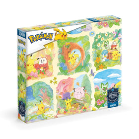 Buffalo Games Sapphire Select Pokemon scenic puzzle box, premium packaging for gifting.