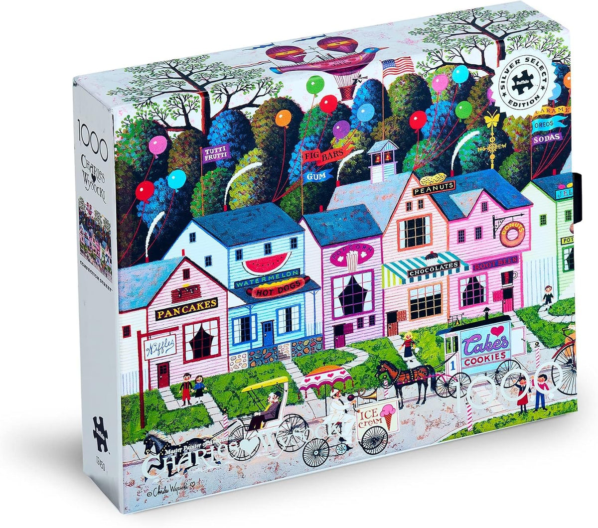 Buffalo Games Silver Select Confection Street poster included for quick assembly reference