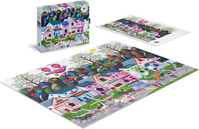 Finished Confection Street puzzle measuring 26.75 by 19.75 inches