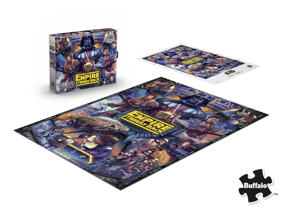 Buffalo Games Star Wars Empire Saga puzzle close-up pieces highlighting tactile assembly.