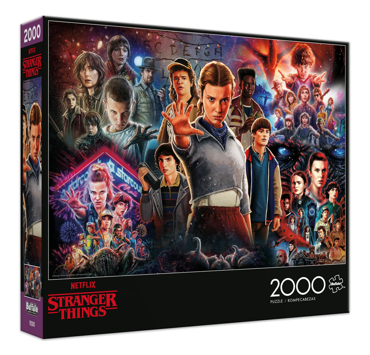 Buffalo Games Stranger Things collage puzzle image showcasing vibrant scenes for mindful relaxation.