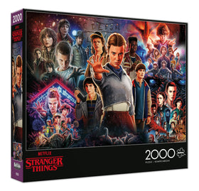 Buffalo Games Stranger Things collage puzzle image showcasing vibrant scenes for mindful relaxation.