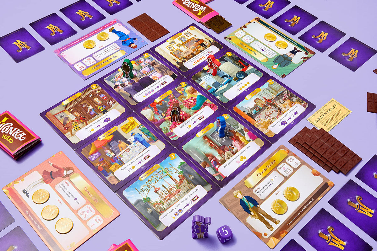 Buffalo Games Willy Wonka candy cards help build combos and boost collected rewards.