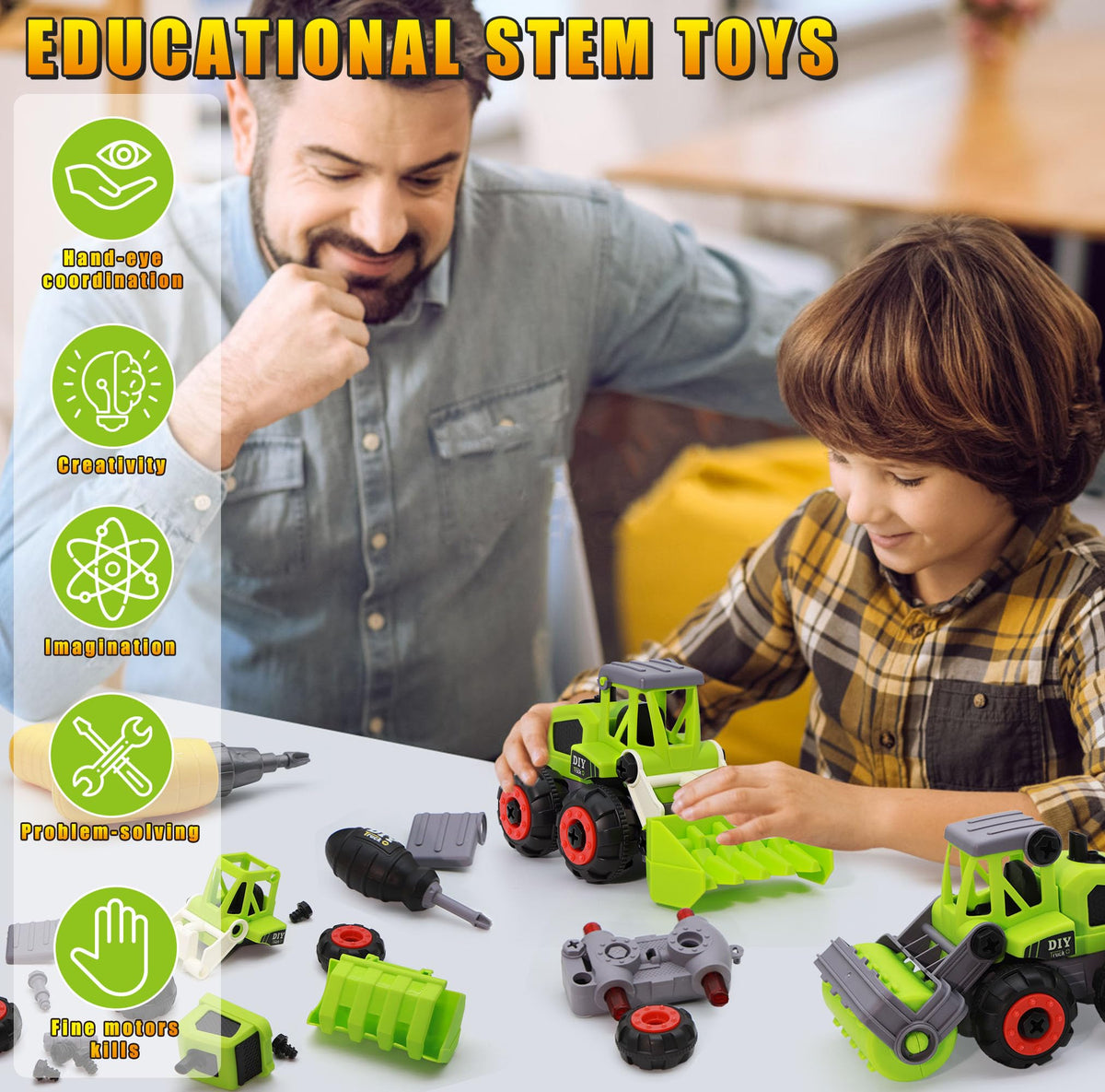Bugrtarey Take Apart Farm Trucks Grapple: encourages imaginative play and engineering thinking.